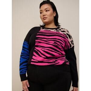 Torrid 2022 Pullover crew neck multi patterned long sleeve sweater